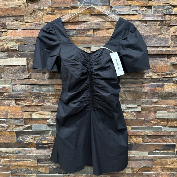Thakoon Ruched Reversible Open Back Mini Black Dress NWT Size 6 - Picture 6 of 8